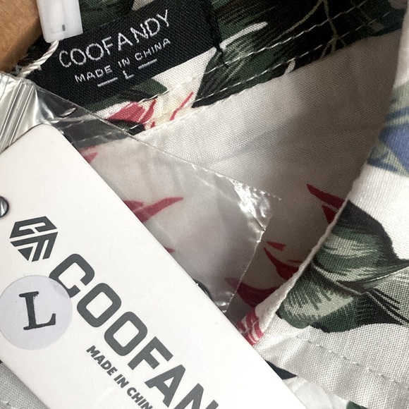 (A11) Coofandy pineapple Short Sleeve Button Down Beach Shirt, Size Large, NWT - Picture 4 of 6